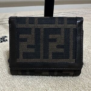 Fendi Canvas Compact Tri-Fold Wallet